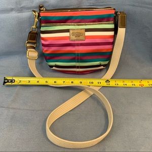 Coach Multicolor Stripe Satin Crossbody Bag